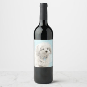 Etiqueta Para Botella De Vino Pintura de algodón de tulear - Arte de perro origi