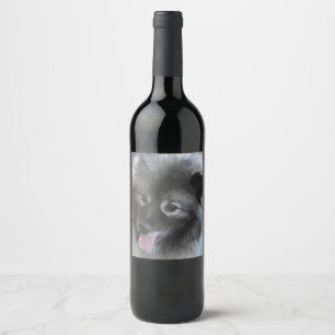 Etiqueta Para Botella De Vino Pintura de Bailey del Keeshond - arte original