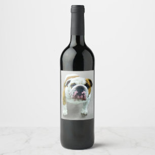 Etiqueta Para Botella De Vino Pintura de bulldog - Arte de perros original y lin