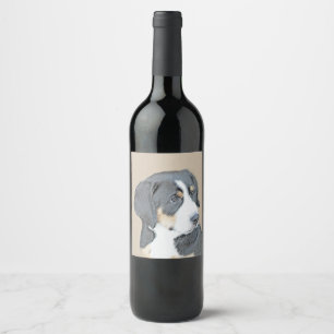 Etiqueta Para Botella De Vino Pintura de cachorro de perro de montaña de Berna -