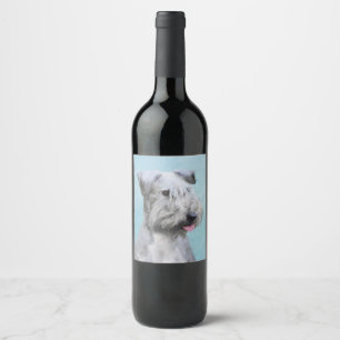 Etiqueta Para Botella De Vino Pintura de Cesky Terrier - Arte de Perro Original.