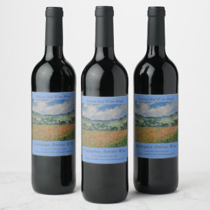 Etiqueta Para Botella De Vino Pintura de Claude Monet, campo de adormidera en Gi