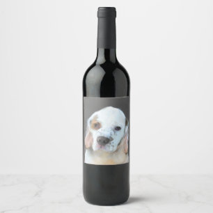 Etiqueta Para Botella De Vino Pintura de Clumber Spaniel - Arte de Perro Origina