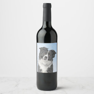 Etiqueta Para Botella De Vino Pintura de color de la frontera - Arte de perro or
