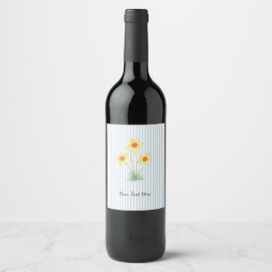 Etiqueta Para Botella De Vino Pintura de flor de narciso personalizada con franj