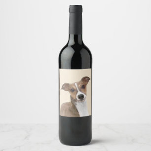 Etiqueta Para Botella De Vino Pintura de Greyhound italiana - Arte Perro Origina