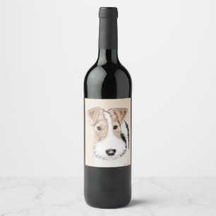 Etiqueta Para Botella De Vino Pintura de hilo Fox Terrier - Arte de Perro Origin