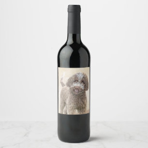 Etiqueta Para Botella De Vino Pintura de Lagotto Romagnolo - Arte de perro origi