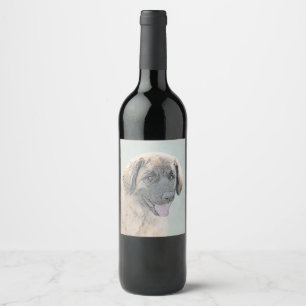 Etiqueta Para Botella De Vino Pintura de Leonberger - Arte de Perro Original.