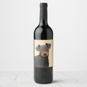 Etiqueta Para Botella De Vino Pintura de Manchester Terrier Arte Animal Original