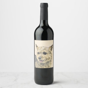 Etiqueta Para Botella De Vino Pintura de Norwich Terrier - Arte de Perro Origina