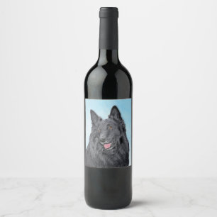 Etiqueta Para Botella De Vino Pintura de perro pastelero belga - Arte de perro o
