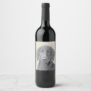 Etiqueta Para Botella De Vino Pintura de recuperación plana - Arte de perro orig