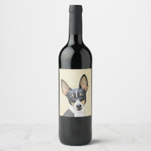 Etiqueta Para Botella De Vino Pintura de Toy Fox Terrier - Arte de Perro Origina