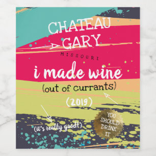 Etiqueta Para Botella De Vino Pintura desordenada personalizada de vino casero