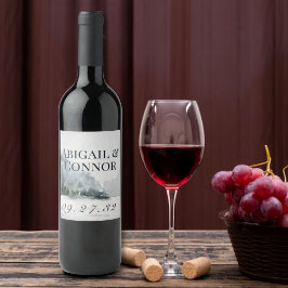 Etiqueta Para Botella De Vino Pintura en Acuarela de Lago en Montaña Rústica Neb