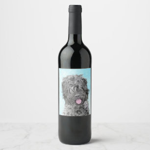 Etiqueta Para Botella De Vino Pintura negra del territorio ruso - Perro original