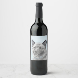 Etiqueta Para Botella De Vino Pintura noruega de elkhound - Arte original de per