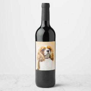 Etiqueta Para Botella De Vino Pintura original del Cavalier King Charles Spaniel