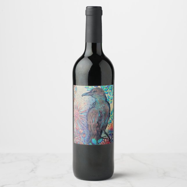 Etiqueta Para Botella De Vino pintura raven (Anverso)