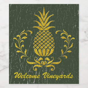 Etiqueta Para Botella De Vino Pintura resistida oro de la piña de la