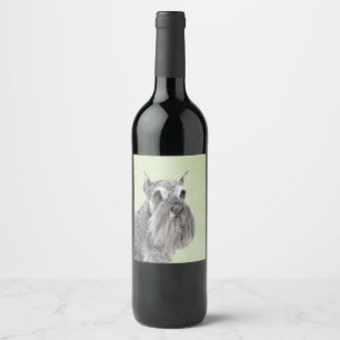 Etiqueta Para Botella De Vino Pintura Schnauzer (gigante, estándar) - Arte de pe