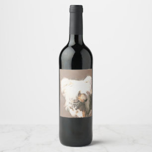 Etiqueta Para Botella De Vino Pintura sin pelo de cremallera china arte original