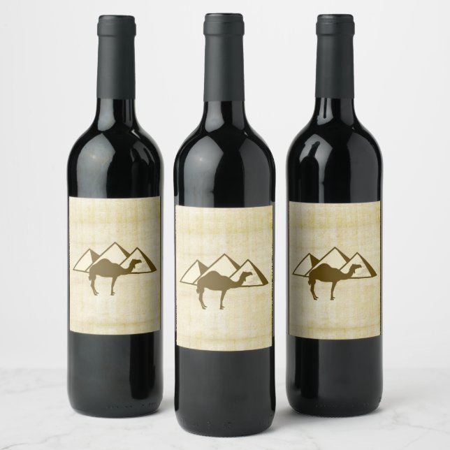Etiqueta Para Botella De Vino pirámides artísticas y camellos (Botellas)