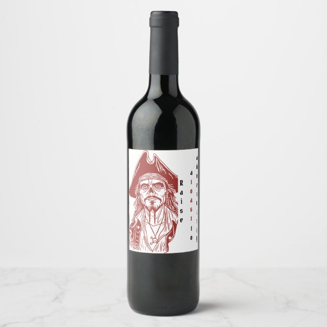 Etiqueta Para Botella De Vino Pirata con avances personalizados (Anverso)