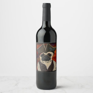 Etiqueta Para Botella De Vino Pirata Pug