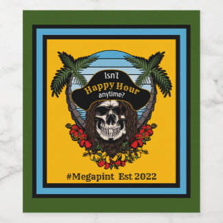Etiqueta Para Botella De Vino Pirata Tropical No es Happy Hour en ningún momento
