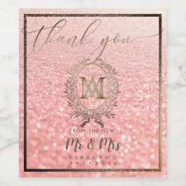 Etiqueta Para Botella De Vino PixDezines Faux Relieve metalizado Monograma + Lau