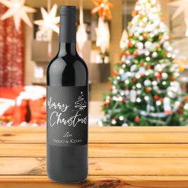 Etiqueta Para Botella De Vino Placa personalizada | Feliz Navidad
