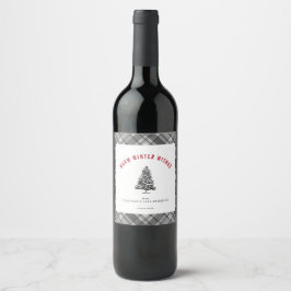 Etiqueta Para Botella De Vino Plaid Warm Wiers Spruce Tree Navidades
