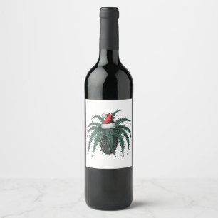 Etiqueta Para Botella De Vino Planta de helecho de Boston sombrero de Santa luce