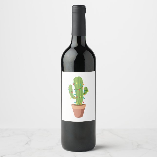 Etiqueta Para Botella De Vino Planta Saguaro Cactus (Anverso)