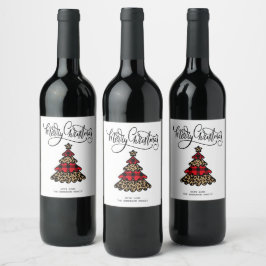 Etiqueta Para Botella De Vino Plantar el diseño del árbol de Navidad Feliz Navid