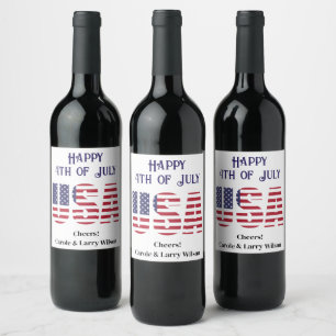 Etiqueta Para Botella De Vino Plantilla de bandera de EE. UU. Estrellas y barras