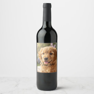 Etiqueta Para Botella De Vino Plantilla de foto de nombre de mascota simple mini