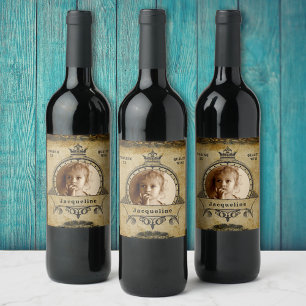 Etiqueta Para Botella De Vino Plantilla de fotografía de cumpleaños personalizad