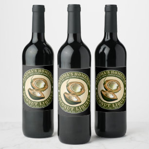 Etiqueta Para Botella De Vino Plantilla de licor de coco casero vintage