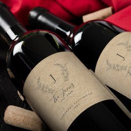 Etiqueta Para Botella De Vino Plantilla de nombre de familia de monograma elegan