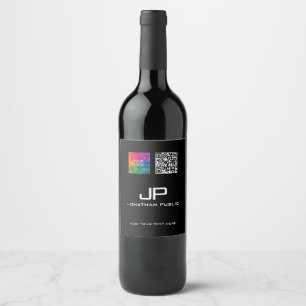 Etiqueta Para Botella De Vino Plantilla de nombres de monograma de código QR de 