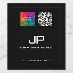 Etiqueta Para Botella De Vino Plantilla monogramada de código QR de logotipo com