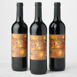 Etiqueta Para Botella De Vino PLANTILLA - Navidades dorados