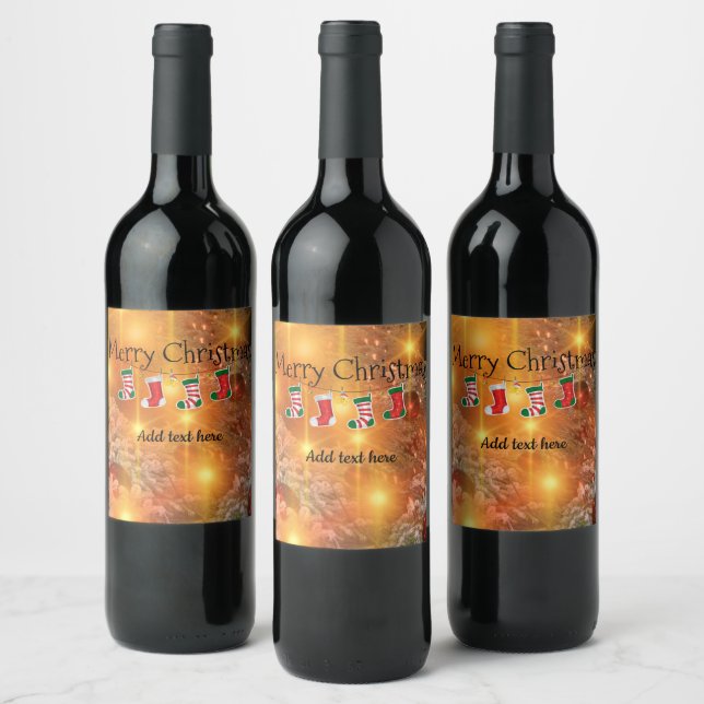 Etiqueta Para Botella De Vino PLANTILLA - Navidades dorados (Botellas)