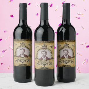 Etiqueta Para Botella De Vino Plantilla personalizada de fotografía de época de 
