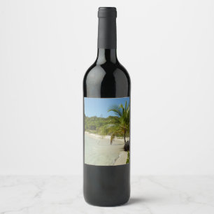 Etiqueta Para Botella De Vino Playa Antigua Hermoso Paisaje Tropical