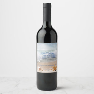 Etiqueta Para Botella De Vino Playa Destino Boda Casas Marinas Océano Tropical