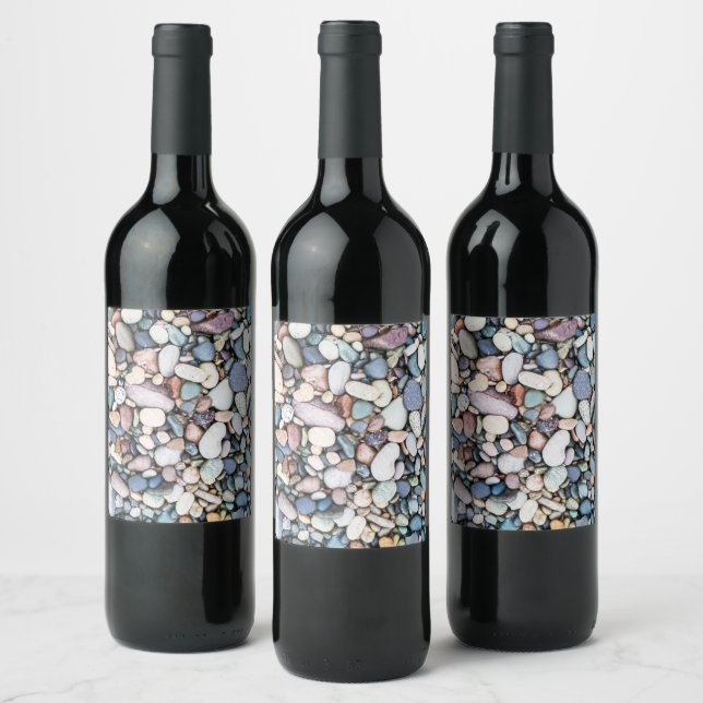 Etiqueta Para Botella De Vino Playa Pebble (Botellas)